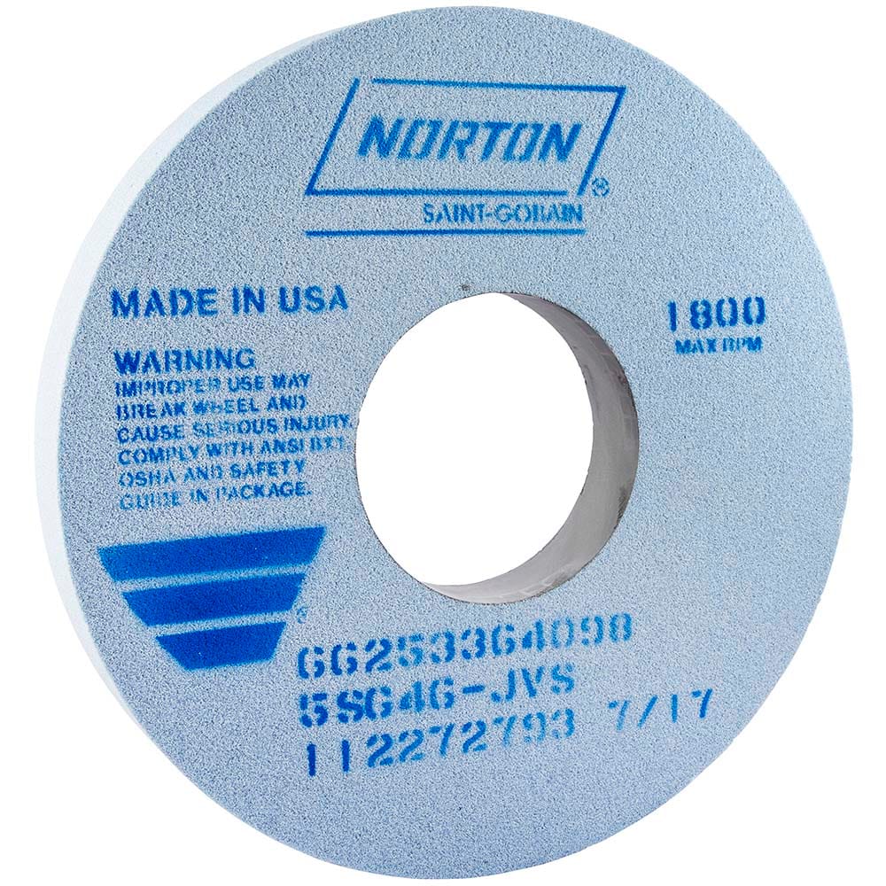 Norton 66253364100 Surface Grinding Wheel: 14" Dia, 1-1/2" Thick, 5" Hole, 60 Grit, I Hardness Image