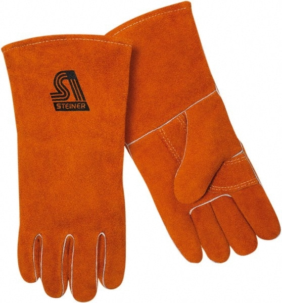 1 x Welding Gloves Long Leather Gaunlets Heat Resistant Lined MIG ARC Welders by All Trade Direct 