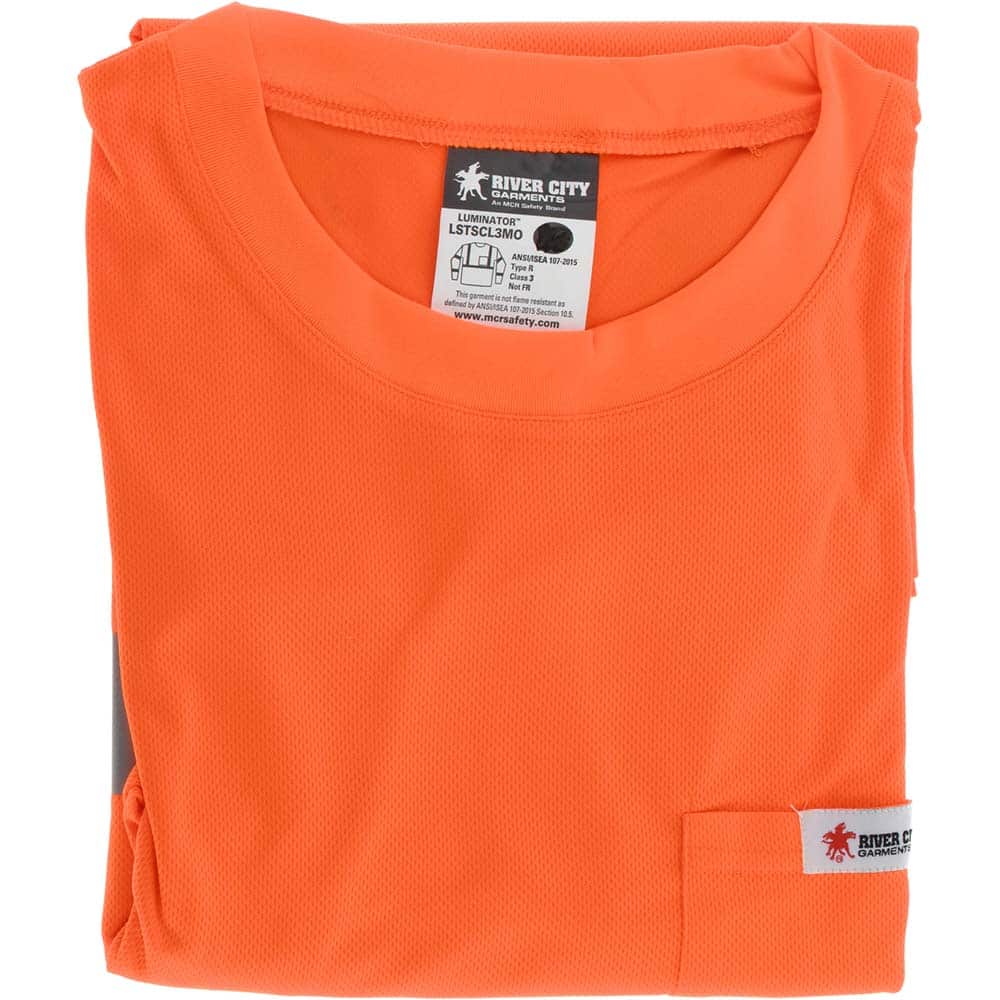 MCR SAFETY LSTSCL3MOX5 Work Shirt: High-Visibility, 5X-Large, Polyester, High-Visibility Orange, 1 Pocket 