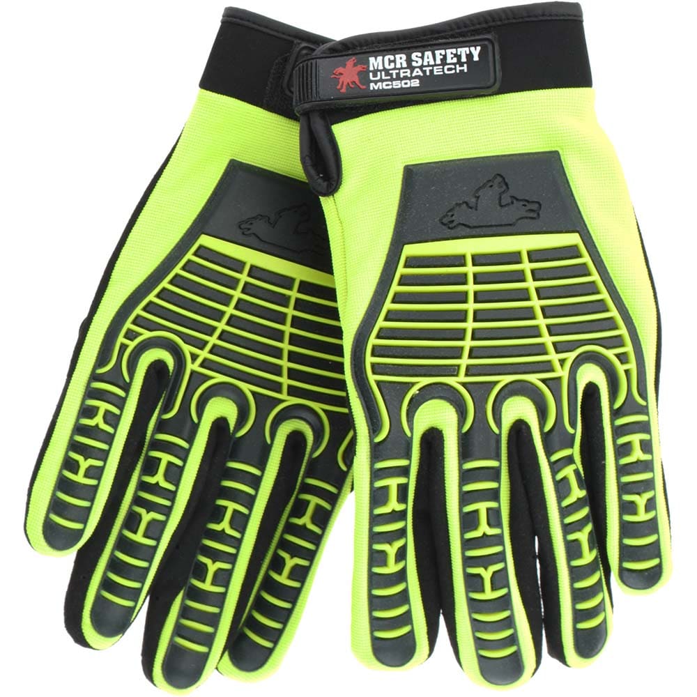 MCR Safety High Vis Yellow Coated Gloves,xl