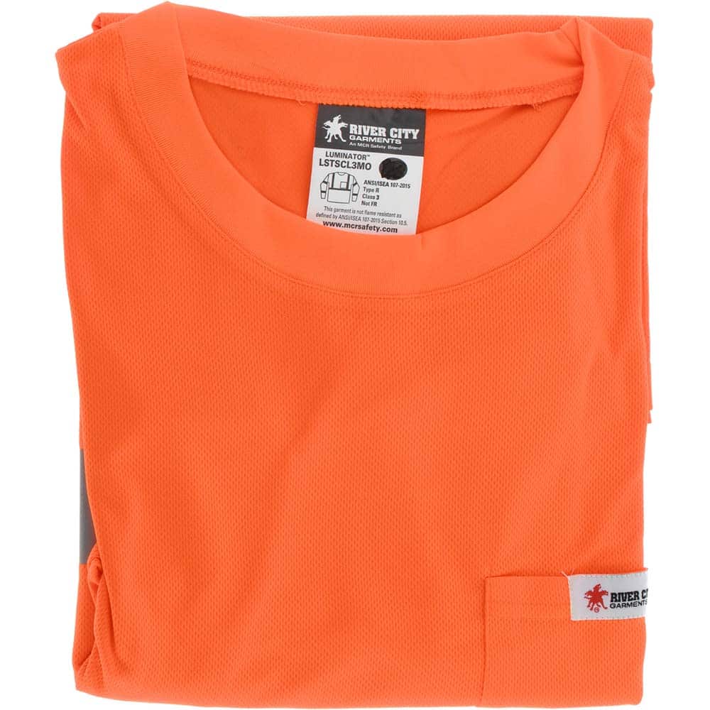 MCR SAFETY LSTSCL3MOS Work Shirt: High-Visibility, Small, Polyester, High-Visibility Orange, 1 Pocket 