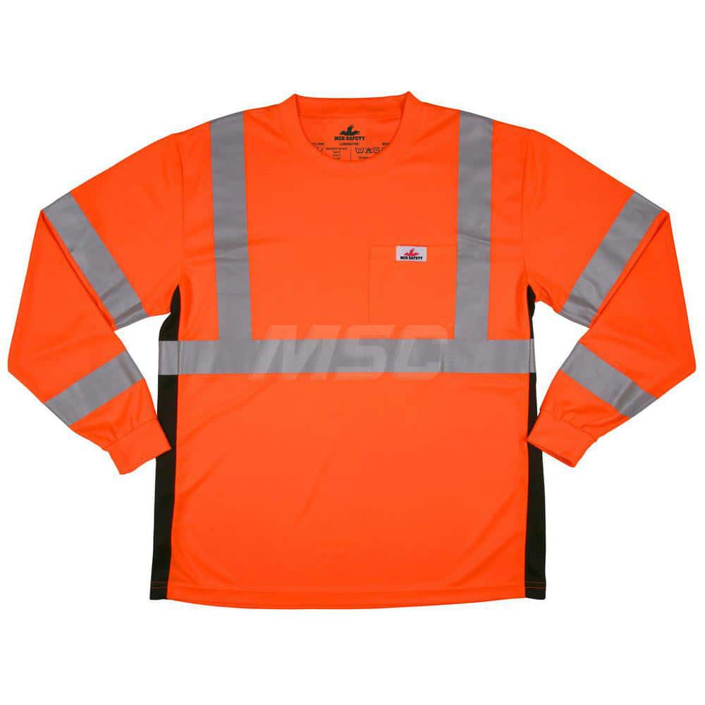 MCR SAFETY LSTSCL3MOXL Work Shirt: High-Visibility, X-Large, Polyester, High-Visibility Orange, 1 Pocket 