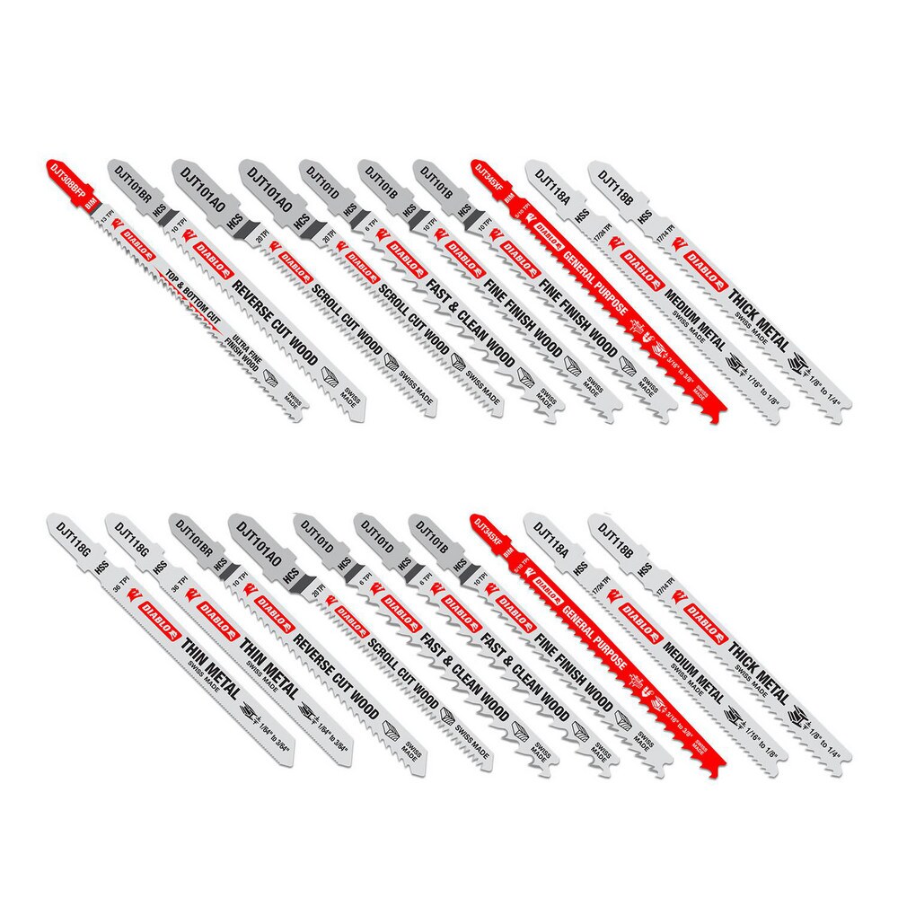 Jig Saw Blade Sets; Blade Material: Bi-Metal; High Carbon Steel; High Speed Steel ; Minimum Blade Length (Inch): 3.25in ; Maximum Blade Length (Inch): 5.25in ; Minimum Blade Thickness (Decimal Inch): 1.25mm ; Maximum Blade Thickness (Decimal Inch): 1.7mm