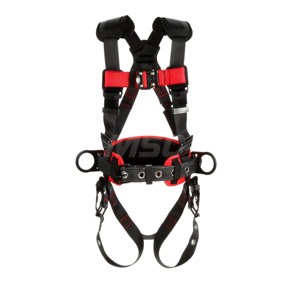 Fall Protection Harnesses: 420 Lb, Construction Style, Size Medium & Large, For Positioning, Polyester, Back & Side
