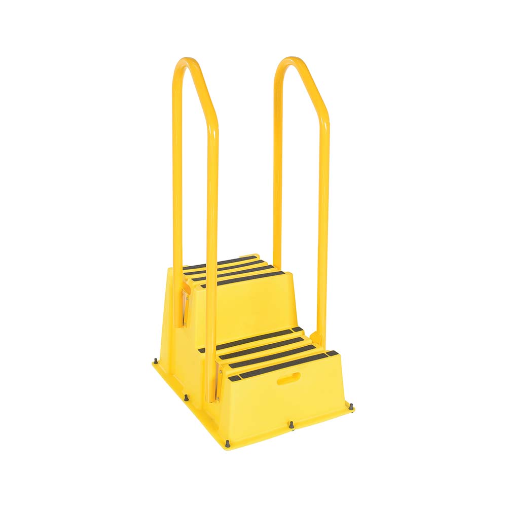2 Step Polyethylene Step Ladder: 500 lb Capacity 4 ft 9-1/2 in Height - 25" Base Spread
