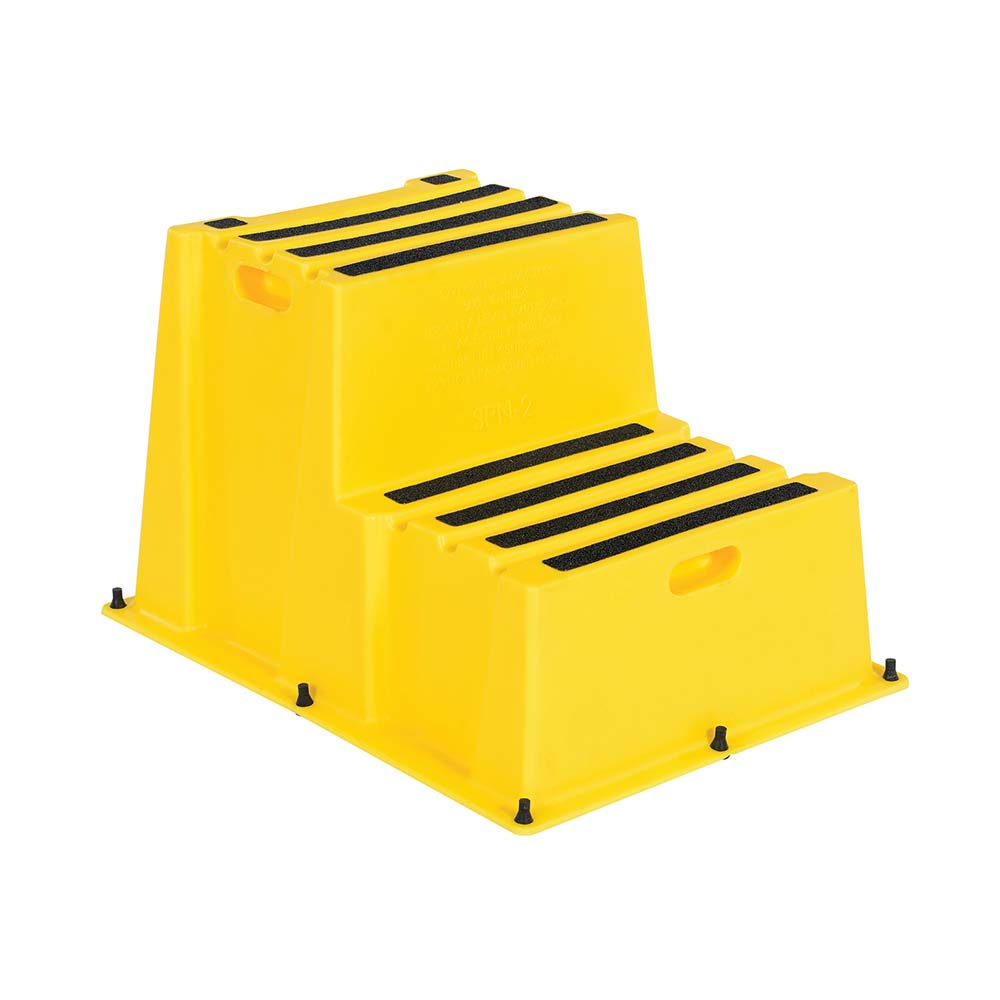 Step Stool: 20-1/2" OAH, 25" OAW, Polyethylene, Yellow - 500 lb Load Capacity
