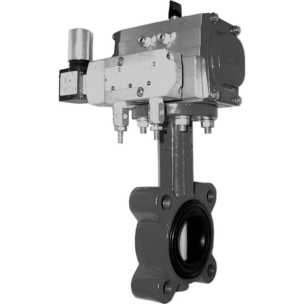 Actuated Butterfly Valves; Pipe Size: 2 (Inch); Actuator Type: Pneumatic ; Style: Flanged ; Material: Cast Iron; Polyester ; WOG Rating (psi): 175 ; Seat Material: EPDM