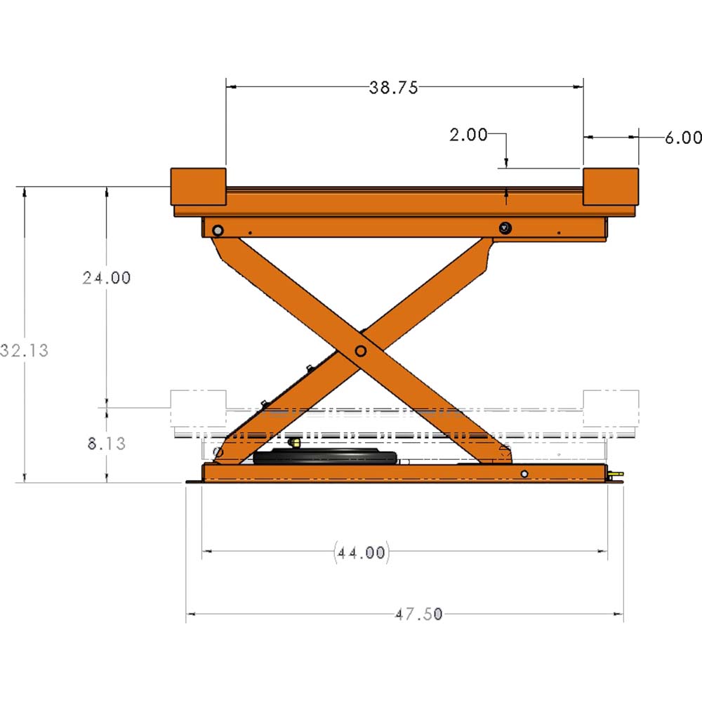 Hovair Mobile Battery Lift Table 4,000 lb Capacity, 81/2" Lift