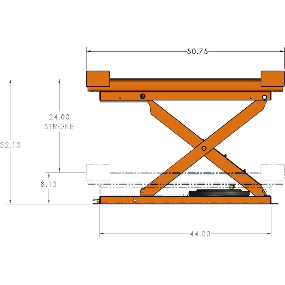 Hovair Mobile Battery Lift Table 2,000 lb Capacity, 81/2" Lift