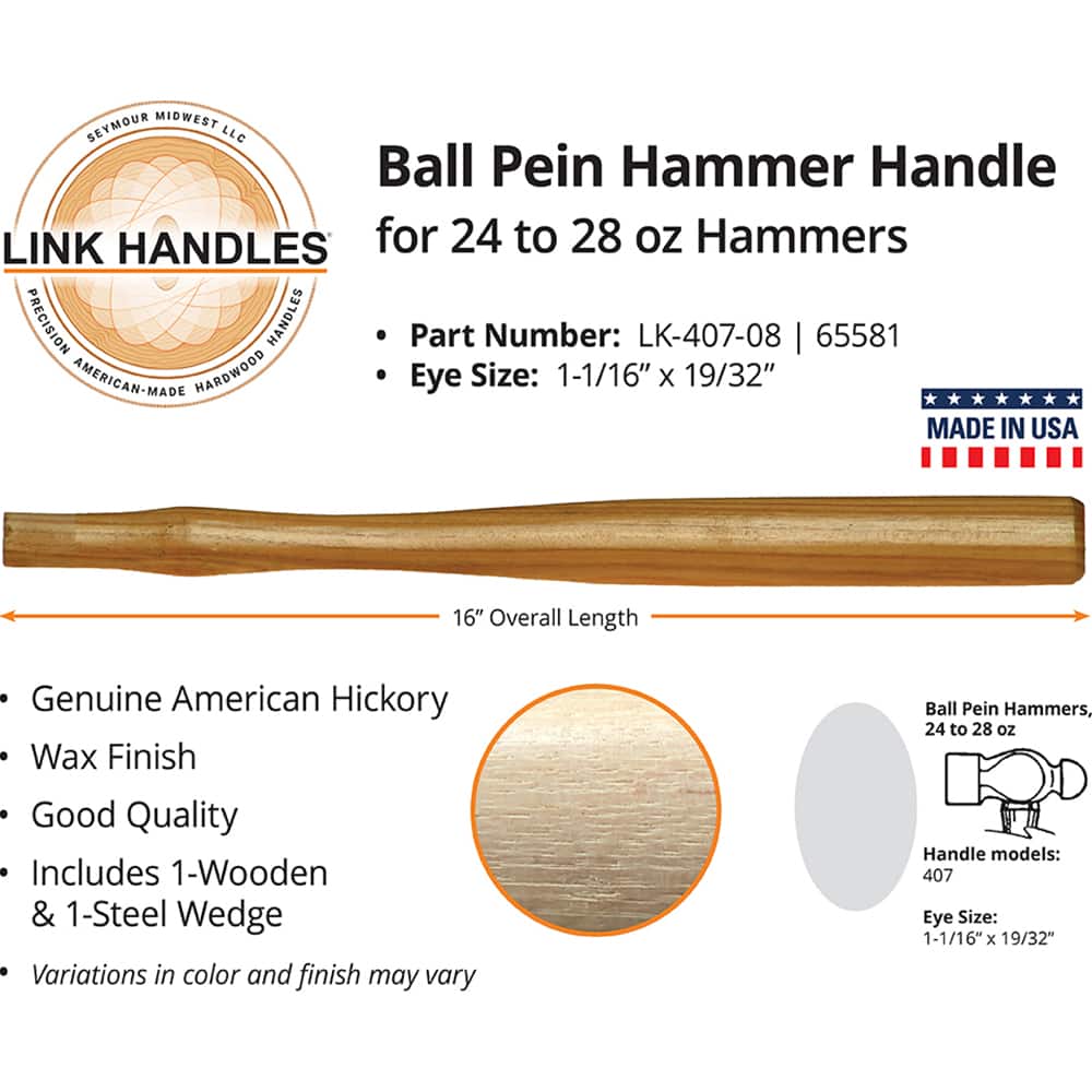 24" Ash wood axe handle replacement handle Flat Eye Style 