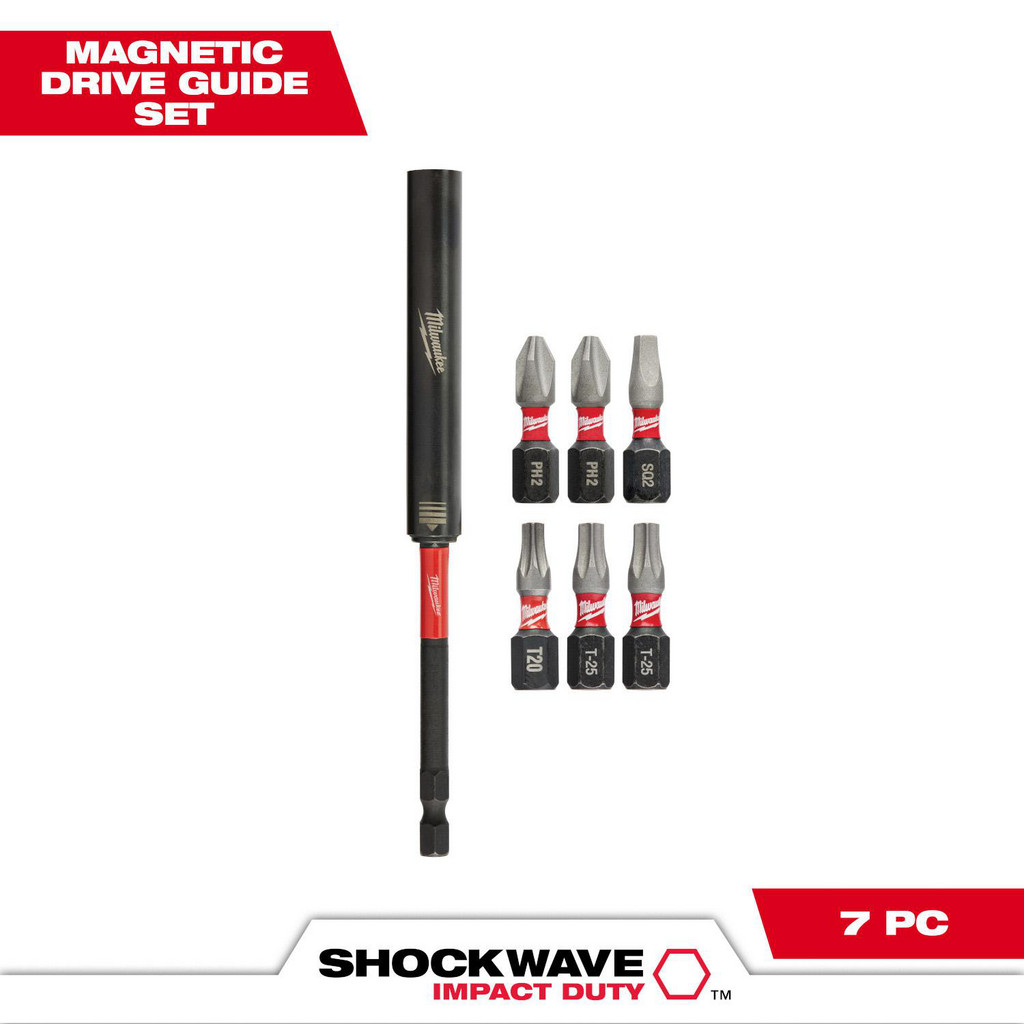 Milwaukee Tool | ShockWave Power Screwdriver Bit Set Screwdriver Bit Set: 7 Pc, 1/4 Hex" Drive | Part #48-32-4518