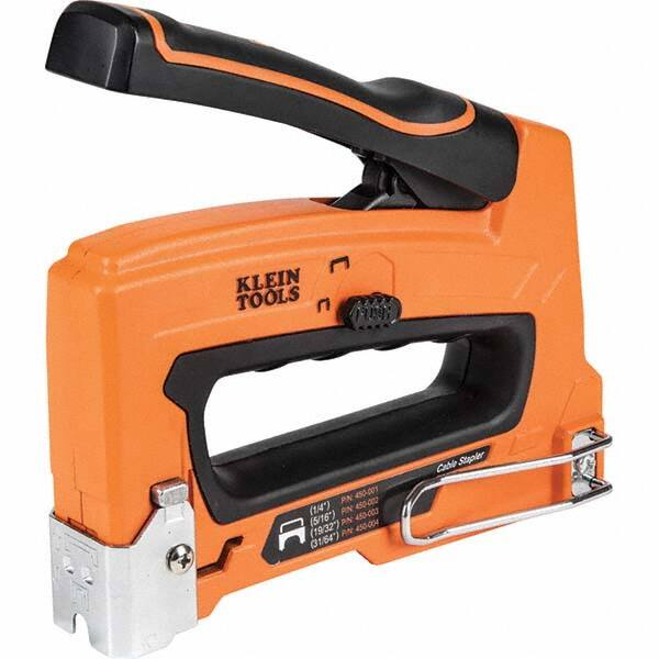 Staplers & Staple Guns; Type: Wire & Cable Tacker Gun ; Type of Power: Manual ; Material: Cast Aluminum ; Staple Size (Inch): 1/4, 5/16, 19/32 ; Additional Information: Insulated Staples, Cat. Nos. 450-001, 450-002, 450-003, 450-004 Only