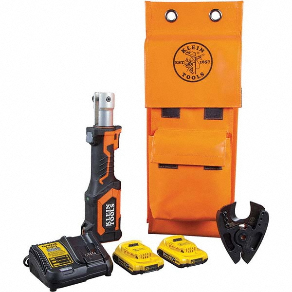 Klein Tools 14,000 Lb Force, Multiple AWG Capacity, Power Crimper - Straight Handle, 20V, Lithium-Ion Battery Included | Part #BAT207T3