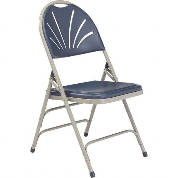 Folding Chairs; Pad Type: Folding Chair w/Plastic Seat & Back ; Material: Plastic; Plastic/Steel ; Color: Dark Blue ; Width (Inch): 18-1/2 ; Depth (Inch): 20-3/4 ; Height (Inch): 34-1/2