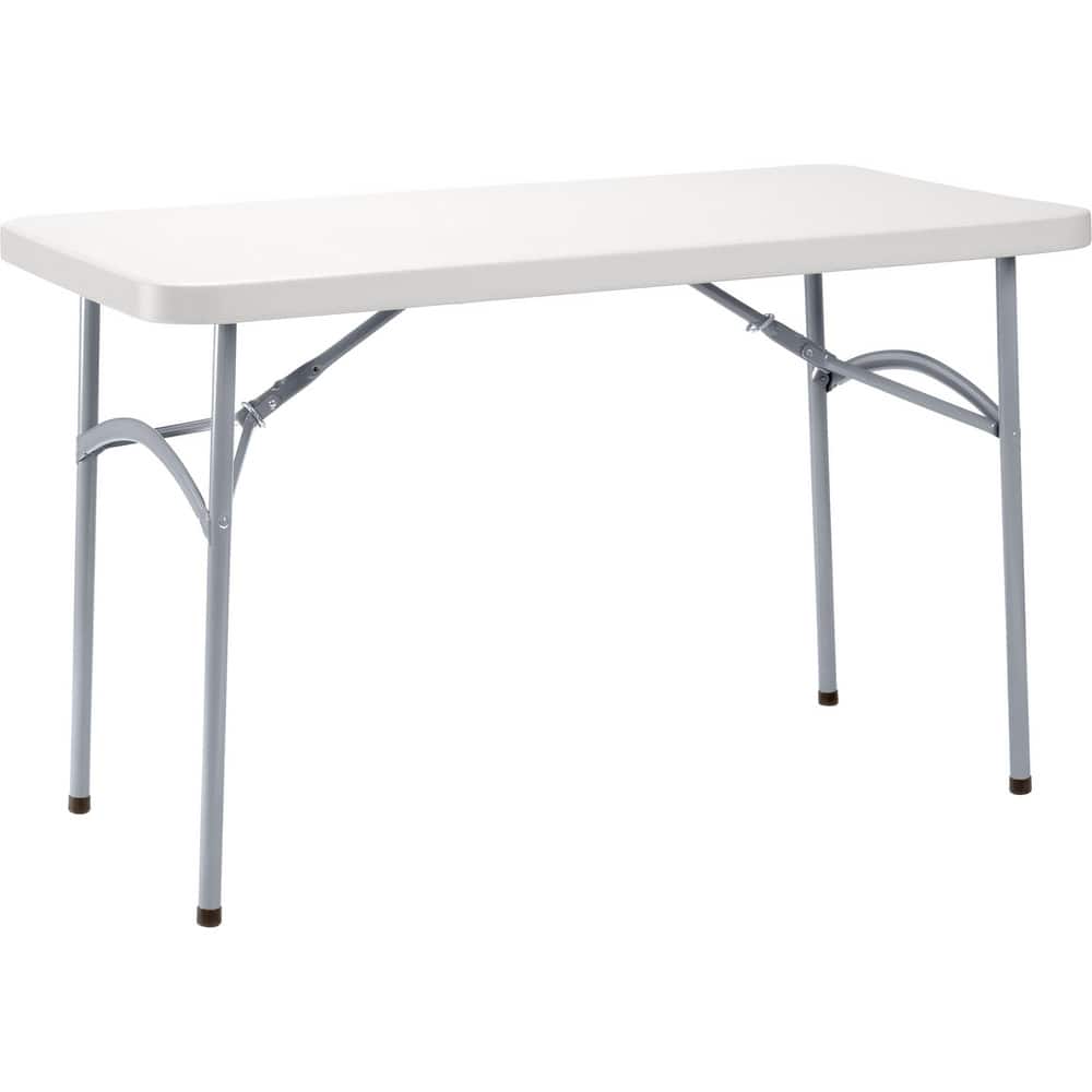 Folding Tables; Overall Length: 48in ; Overall Width: 24in ; Top Material: Plastic ; Top Color: Gray ; Frame Material: Steel ; Frame Gauge: 17ga