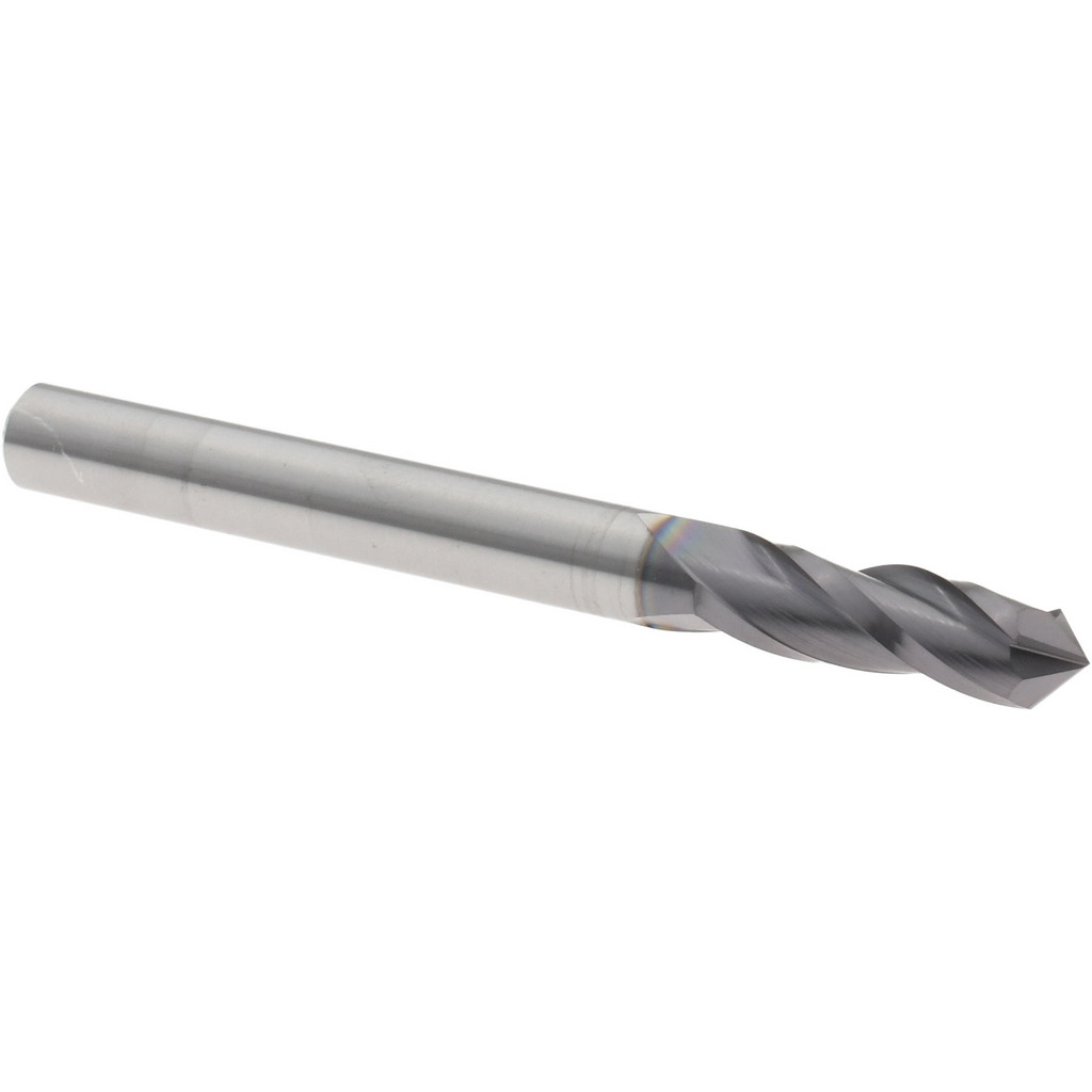 Harvey Tool Drill Mill: 3/16" Dia, 5/8" LOC, 3 Flute, 90 deg Point, Solid Carbide - 2" OAL, 3/16" Shank, AlTiN Finish | Part #823812-C3
