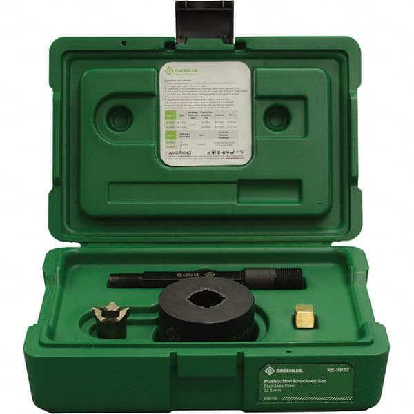 Greenlee KS-PB22 Punch & Driver Kits; Tool Type: Knockout Set ; Punch Shape: Round ; Operating Method: Hydraulic ; Punch Hole Diameter (mm): 22.50 ; Punch Hole Diameter (Inch): 0.8900 ; Maximum Capacity Stainless Steel (Gauge): 12 