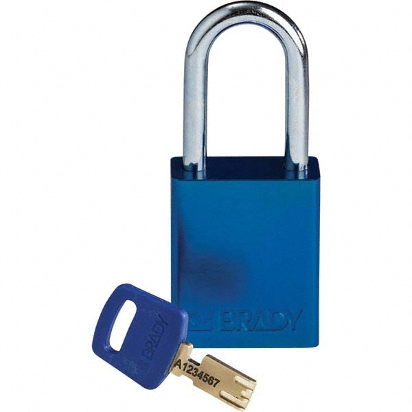 Lockout Padlock: Keyed Different, Aluminum, Steel Shackle, Blue