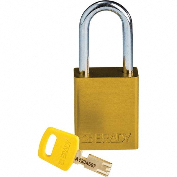 Lockout Padlock: Keyed Different, Aluminum, Steel Shackle, Yellow