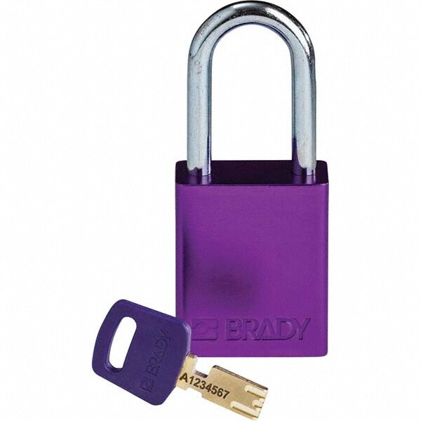 Lockout Padlock: Keyed Different, Aluminum, Steel Shackle, Purple