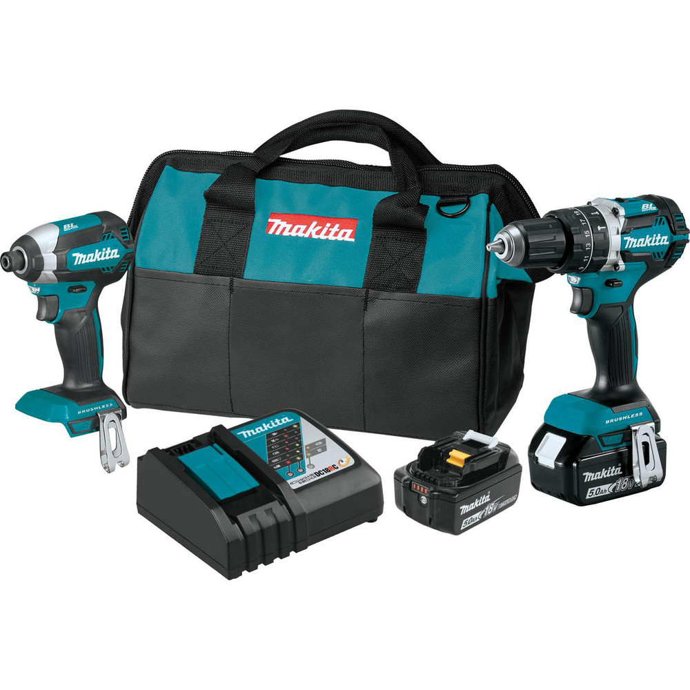 Cordless Tool Combination Kit: 18V, 2 Pc - (1) 18V LXT Compact Brushless 1/2"Hammer Driver-Drill (XPH12Z), (1) 18V LXT Brushless Impact Driver (XDT13Z), (2) 18V LXT Lithium-Ion 5.0Ah Battery (BL1850B), (1) 18V LXT Lithium-Ion Rapid Optimum Charger (DC18RC), (1) Tool Bag