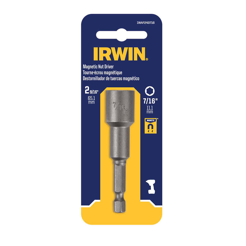 Irwin - Power Screwdriver Bit: Nut Driver Bit, 7/16