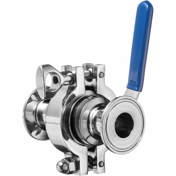 Sanitary Stainless Steel Pipe Ball Valve: 1", Quick-Clamp Connection