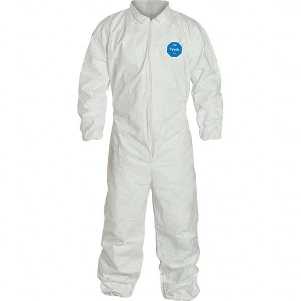Dupont TY125SWH6X0025V Disposable Coveralls: Size 6X-Large, 1.2 oz, Tyvek, Zipper Closure 