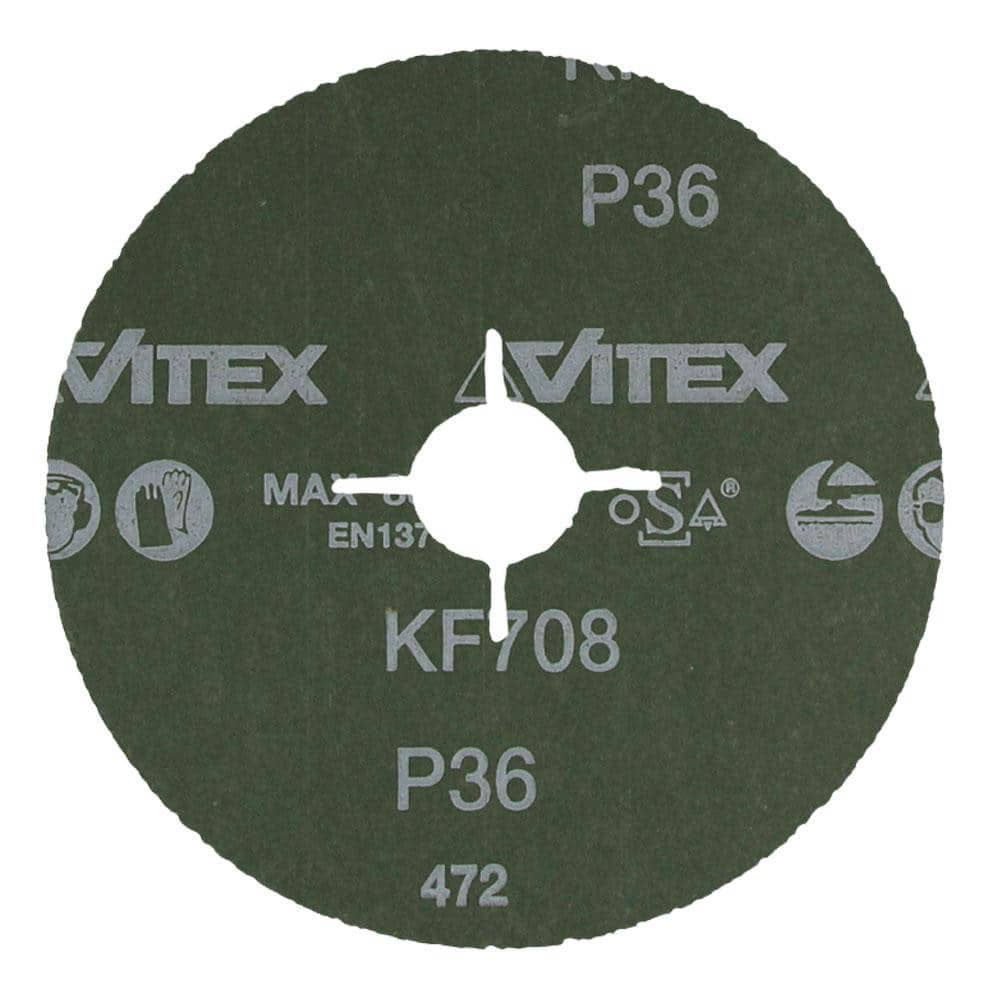 Fiber Disc: 5" Disc Dia, 7/8" Hole, 36 Grit, Ceramic