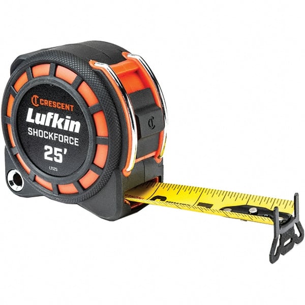 Lufkin L1125-02 Tape Measure: 25 Long, 1-3/16" Width, Black & Yellow Blade 
