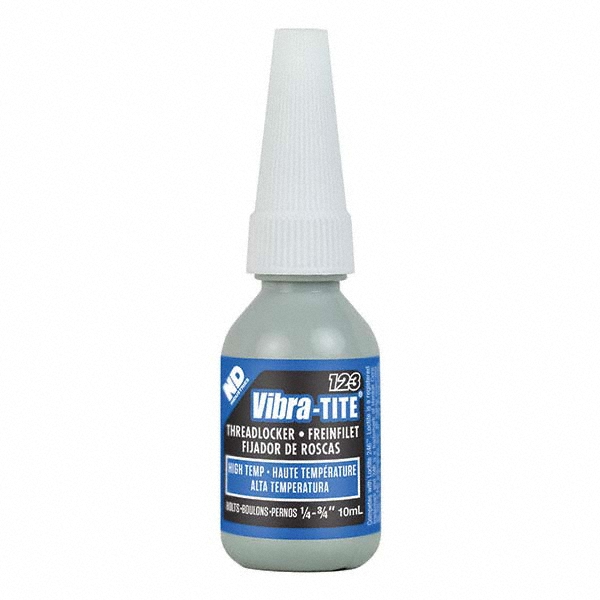 Threadlocker: Blue, Liquid, 10 mL, Bottle - Medium Strength, 450 &deg; F Max, Series 123