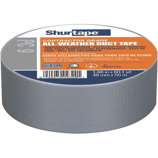 SHURTAPE 105450 Duct Tape: 48 mm Wide, 9 mil Thick, Polyethylene 