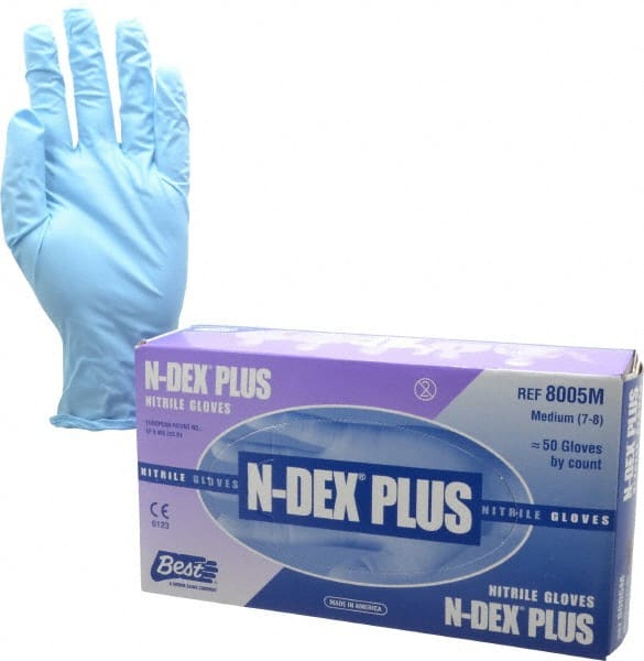 Showa 8005M Disposable Gloves: Medium, 8 mil Thick, Nitrile, Powdered, Industrial Grade 