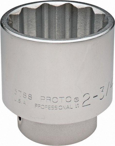 Standard  Hand Socket: 1" Drive, 2-3/4" Socket, 12-Point - 4-7/16" OAL, Satin Finish, Not Tether Capable