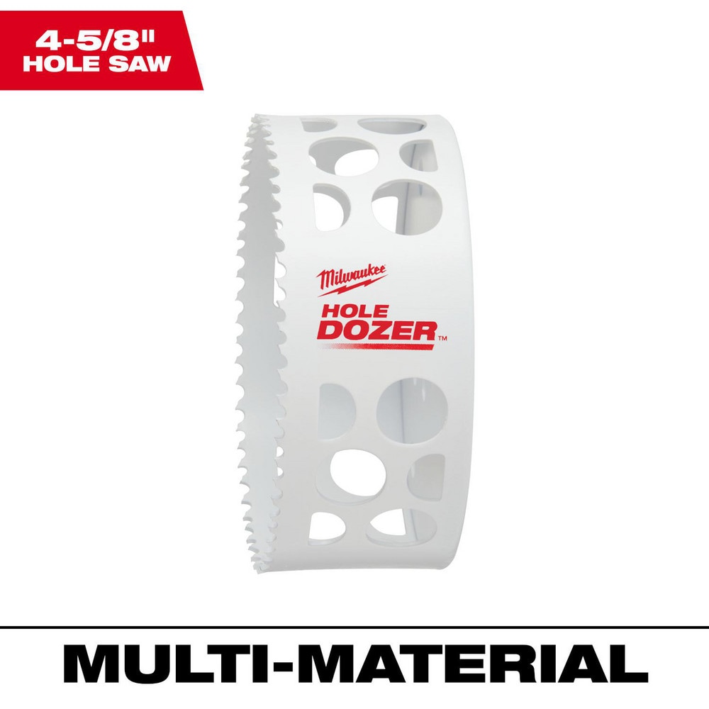 Milwaukee Tool 49-56-0239 Hole Saws; Saw Diameter (Inch): 4-5/8 ; Saw Material: Bi-Metal ; Cutting Depth (Inch): 1-7/10 ; Material Application: Multi-Purpose ; Pitch Pattern: Constant ; Color: White; Red Image