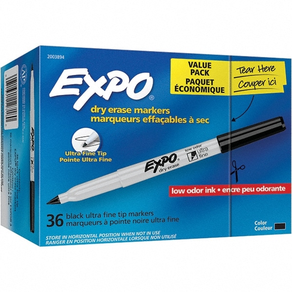Dry Erase Markers & Accessories; Display/Marking Boards Accessory Type: Dry Erase Markers ; For Use With: Dry Erase Marker Boards ; Detailed Product Description: Expo Low-Odor Dry Erase Marker Fine Tip 36/Box ; Color: Black
