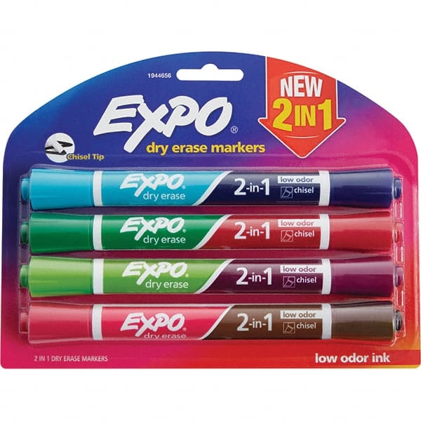 Dry Erase Markers & Accessories; Color: Brown/Pink; Garnet/Green; Plum/Lime; Sapphire/Aquamarine ; Color: Brown/Pink; Garnet/Green; Plum/Lime; Sapphire/Aquamarine ; Tip Type: Chisel ; For Use With: Dry Erase Marker Boards ; Includes: (4) Dry Erase Markers