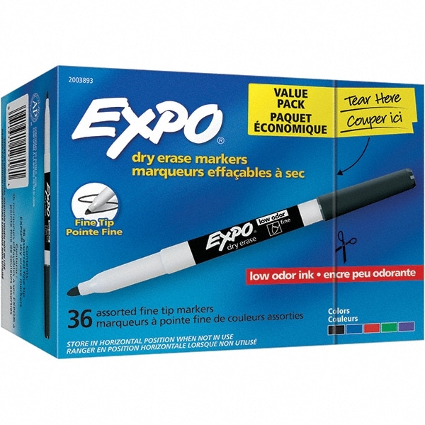 Dry Erase Markers & Accessories; Display/Marking Boards Accessory Type: Dry Erase Markers ; For Use With: Dry Erase Marker Boards ; Detailed Product Description: Expo Low-Odor Dry Erase Marker Fine Tip 36/Box ; Color: Black; Blue; Green; Purple; Red
