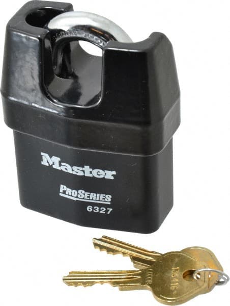 Master Lock 6327 Padlock: Laminated Steel, Keyed Different, 2-5/8" Wide 