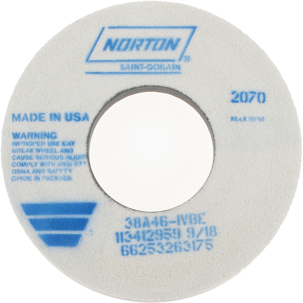 Norton 66253202926 Surface Grinding Wheel: 12" Dia, 1-1/2" Thick, 5" Hole, 46 Grit, J Hardness Image