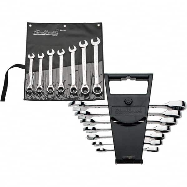 Reversible Ratcheting Combination Wrench Set: 7 Pc, Inch