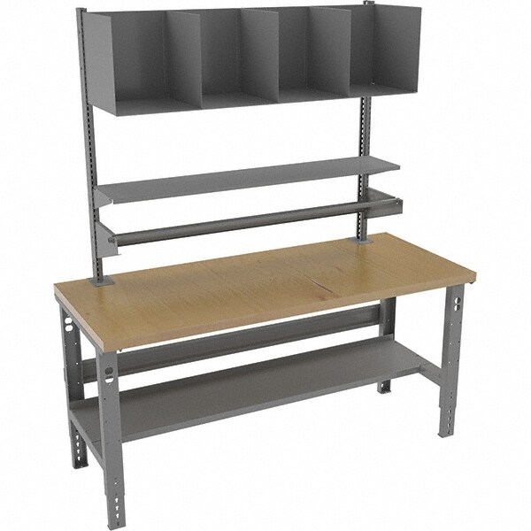 Stationary Workbench with Lower Shelf: Medium Gray