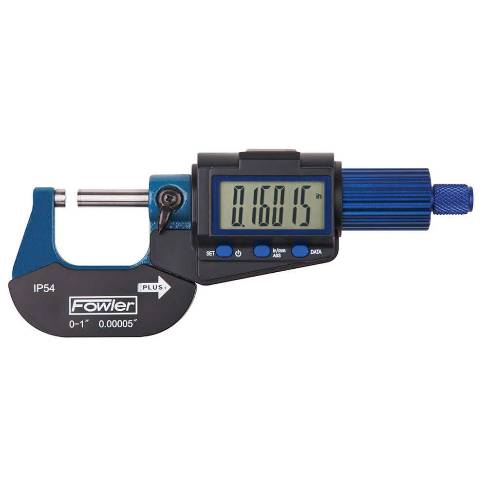 FOWLER 54-880-001-0 Electronic Outside Micrometer: 1", Carbide Tipped Measuring Face, IP54 