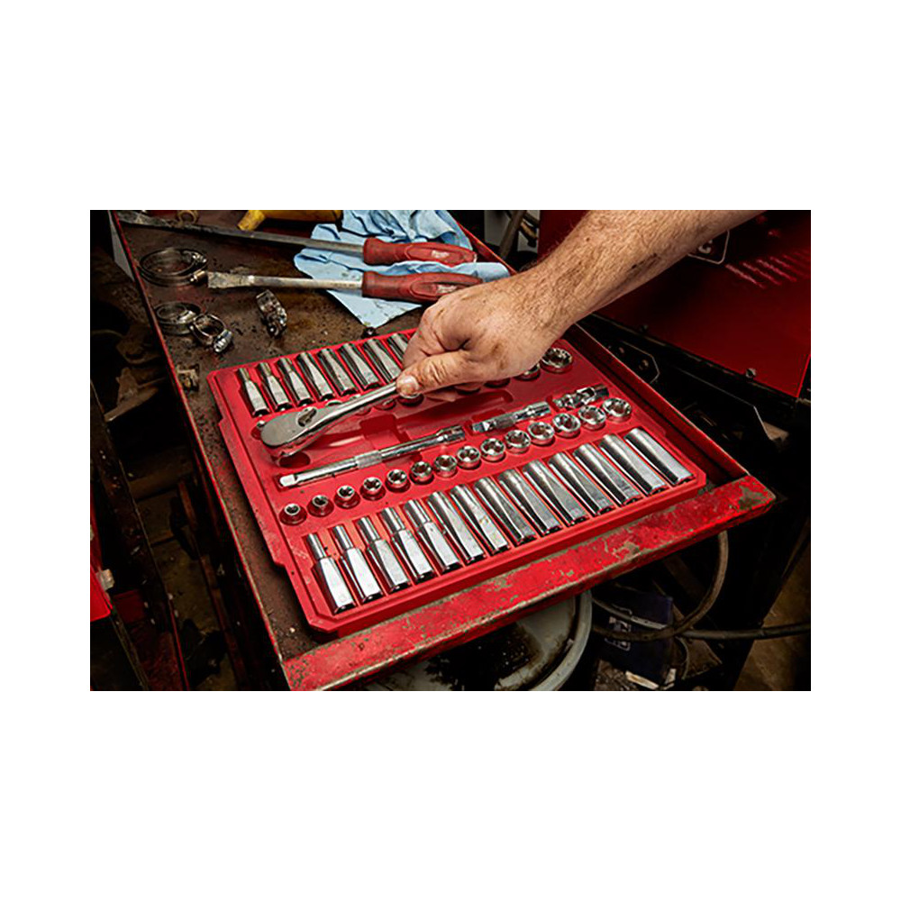 Milwaukee Tool Deep Standard Universal Socket Set 56 Pc, 3/8" Drive
