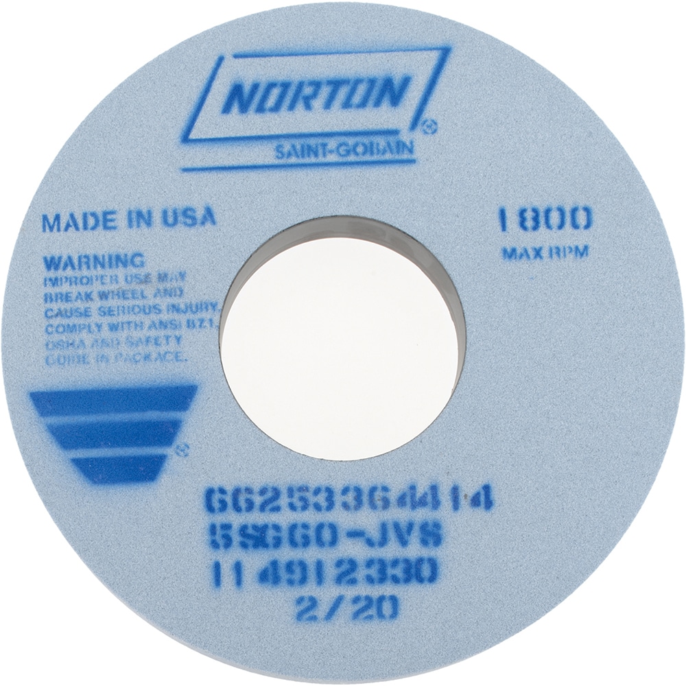 Norton 66253364414 Surface Grinding Wheel: 14" Dia, 2" Thick, 5" Hole, 60 Grit, J Hardness Image