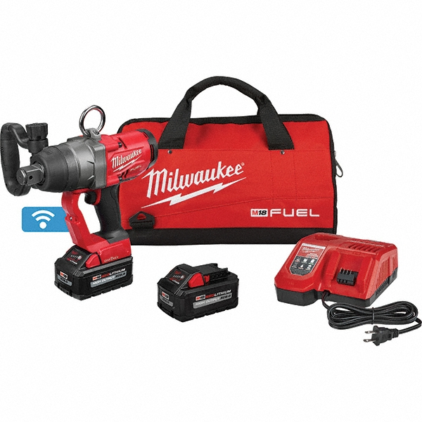 M18 FUEL&trade; 1" High Torque Impact Wrench w/ ONE-KEY&trade; Kit - 0 to 1650 RPM, 1800 Ft/Lb, Includes (1) M18 FUEL 1 in HTIW with ONE-KEY (2867-20), (2) M18 RED LITHIUM XC8.0 Batteries (49-11-1880), Contractor Bag, Lanyard Loop, M18 & M12 Rapid Charger (48-59-1808) & Tool Free Adjustable Handle
