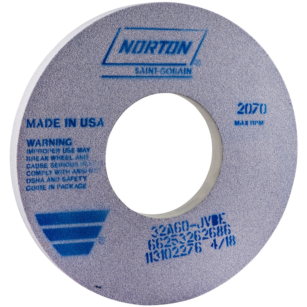 Norton 66253262686 Surface Grinding Wheel: 12" Dia, 1" Thick, 5" Hole, 60 Grit, J Hardness Image