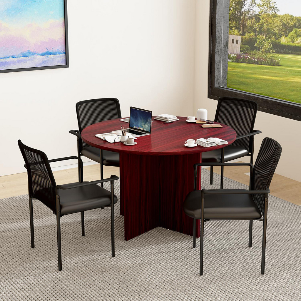 Boss Office Products Office Table & Chair Sets: Round, Pedestal, 4 | Part #GROUP123M-C