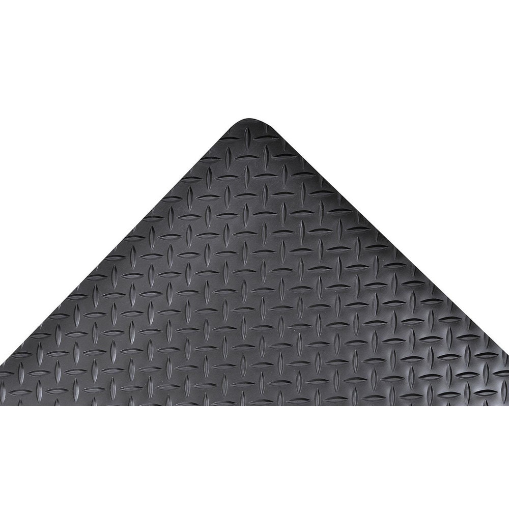 Wearwell Anti-Fatigue Mat: 5' Long, 3' Wide, 5/8 Thick, Vinyl, Beveled Edges, Medium-Duty - Diamond Plate Surface, Black & Yellow, for Dry Areas