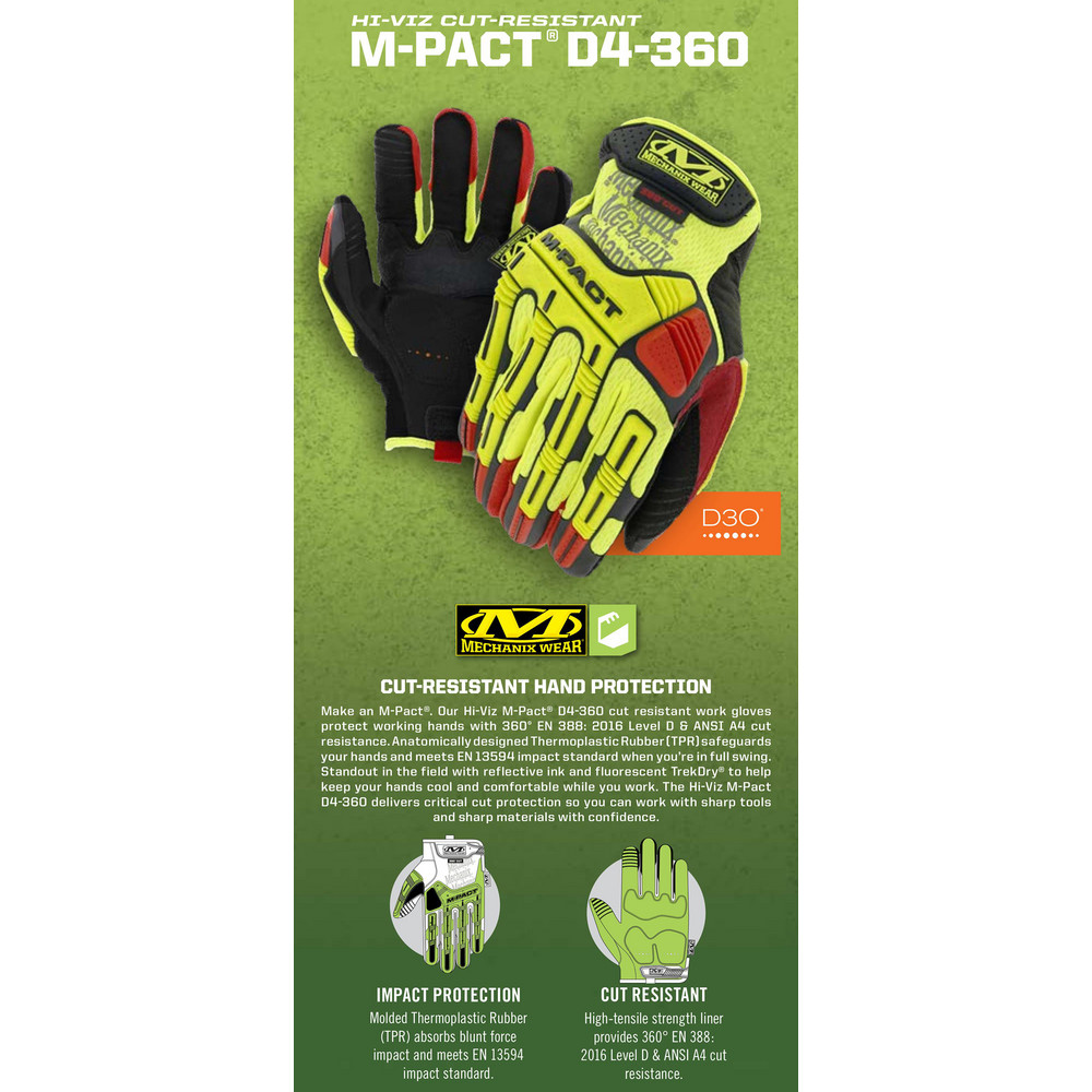 Mechanix Wear CutResistant Gloves Mechanix Wear Size 2XLarge, D3O & TrekDry Lined, D3O